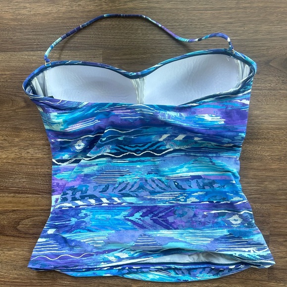 LAUREN RALPH LAUREN Blue Abstract Tankini Two Piece Swimsuit | Size XL 14 / 16 - Picture 5 of 15